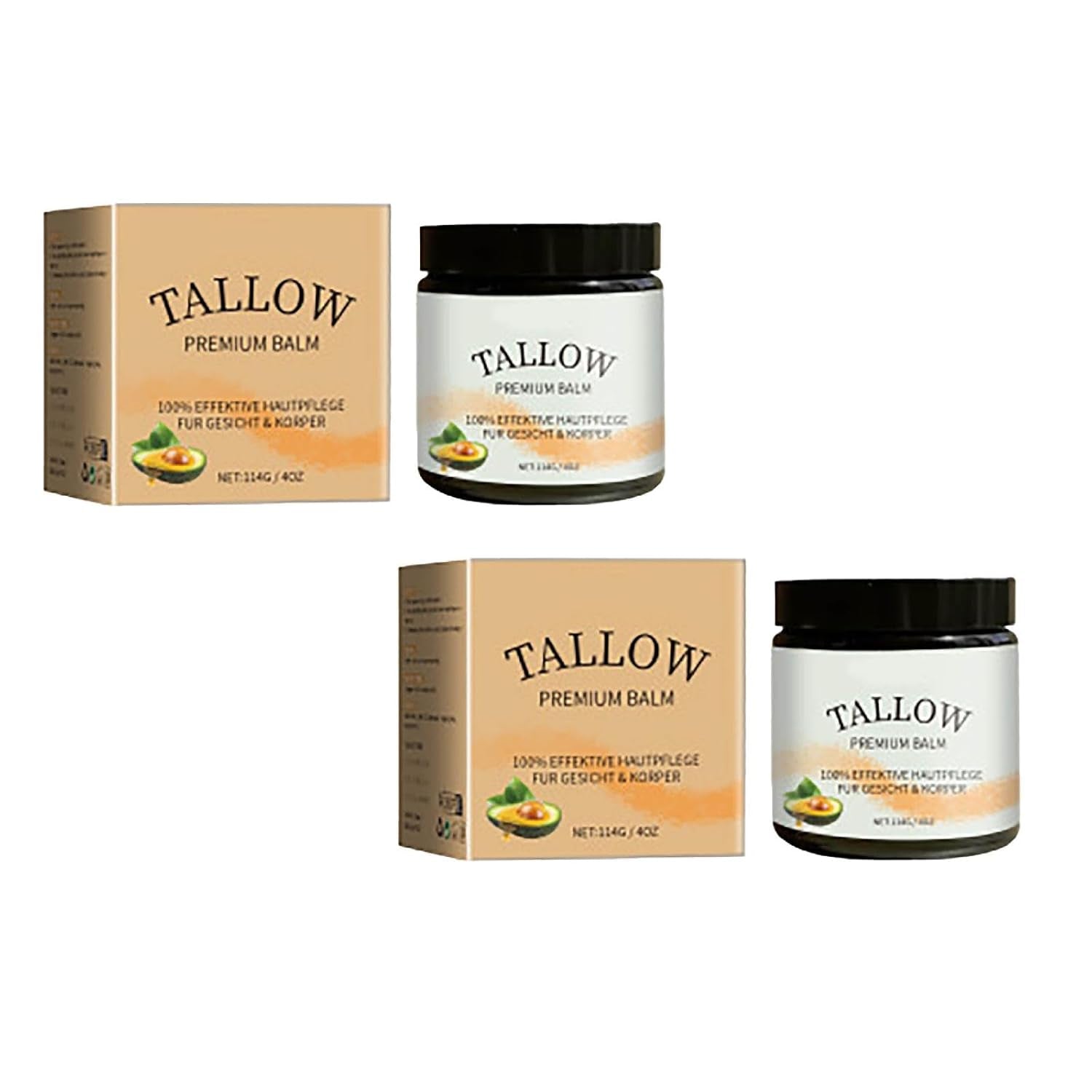 Nourishing Beef Tallow Balm - All-Natural Moisturizer for Skin Care, Whipped & Unscented 4 Oz (Pack of 2)