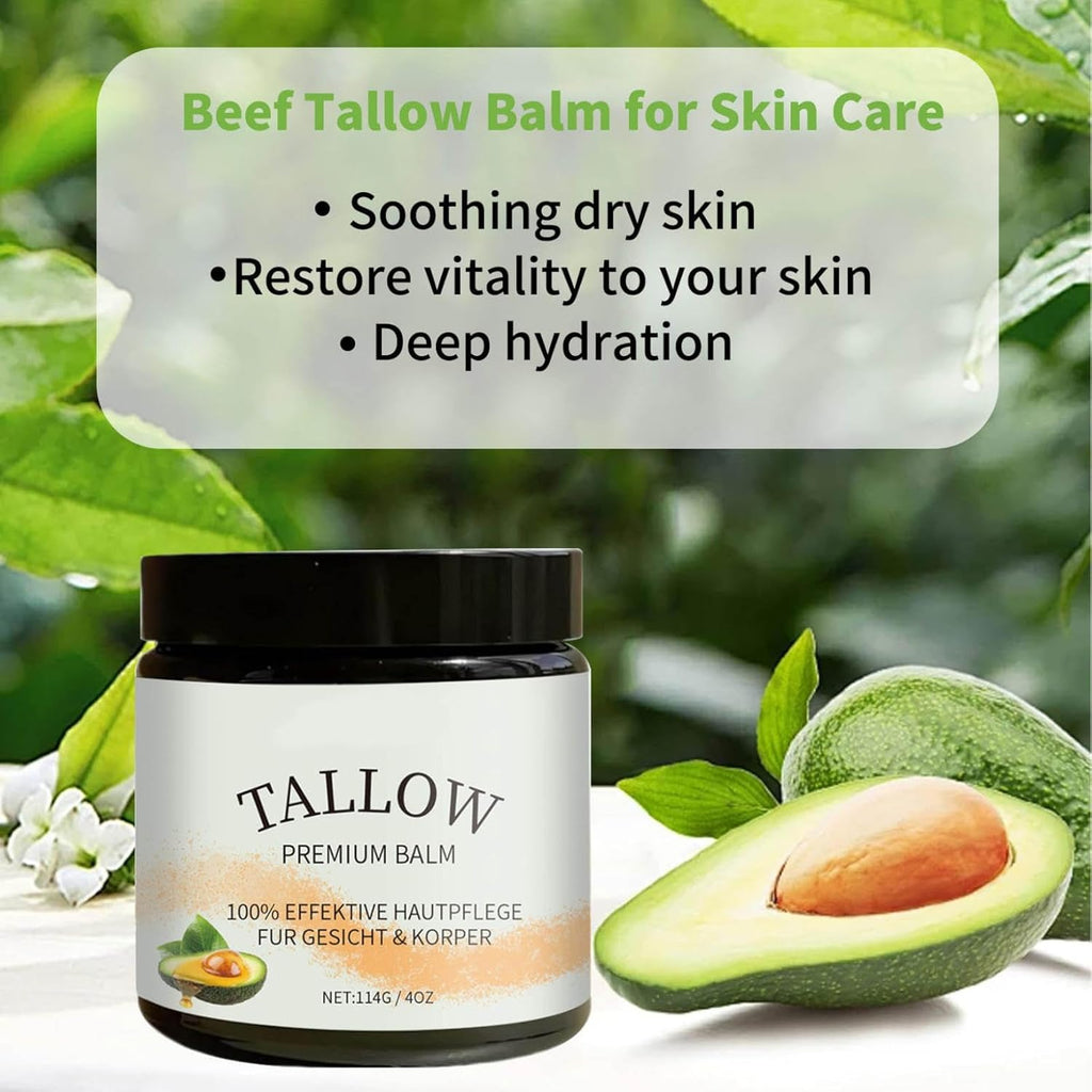 Nourishing Beef Tallow Balm - All-Natural Moisturizer for Skin Care, Whipped & Unscented 4 Oz (Pack of 2)