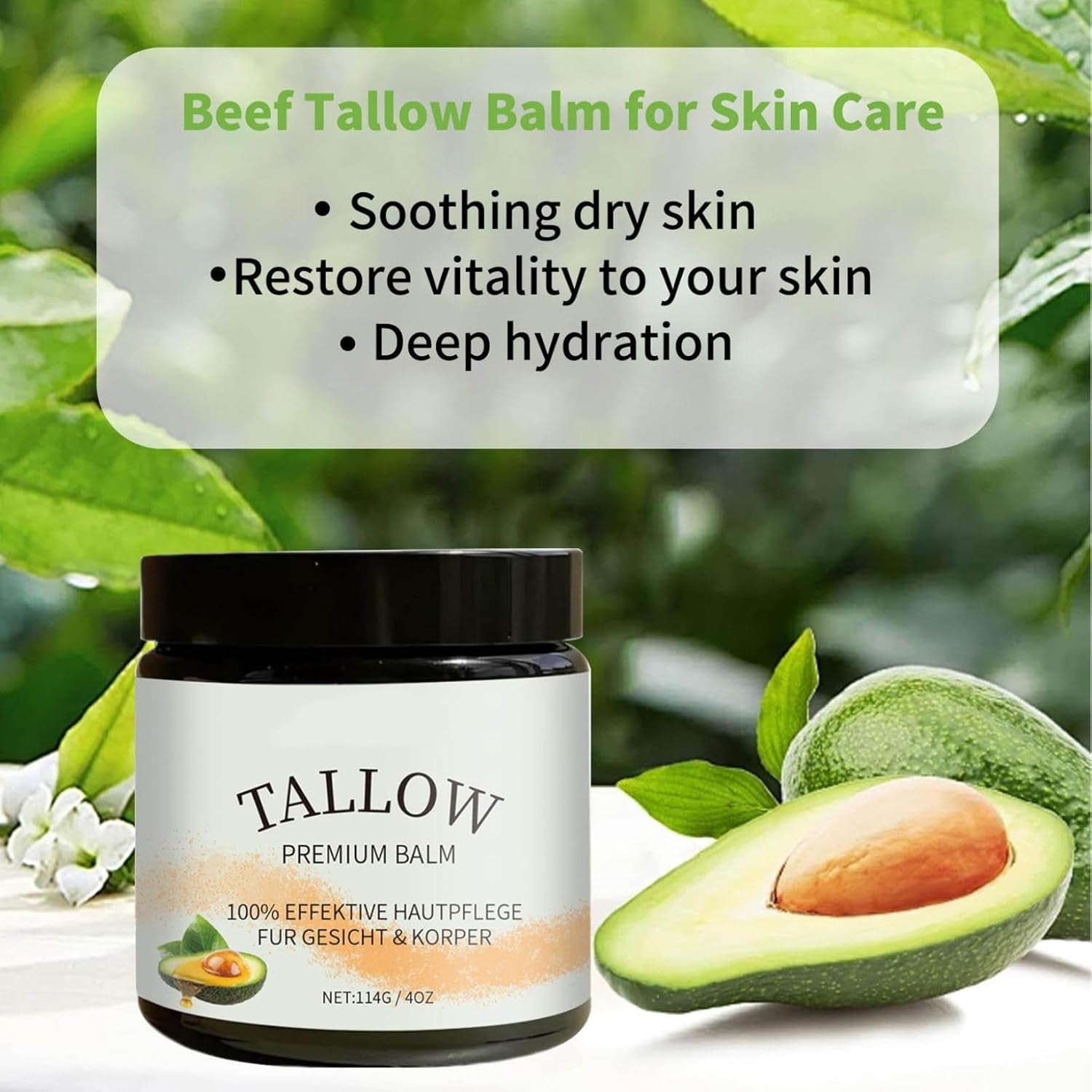 Nourishing Beef Tallow Balm - All-Natural Moisturizer for Skin Care, Whipped & Unscented 4 Oz (Pack of 2)