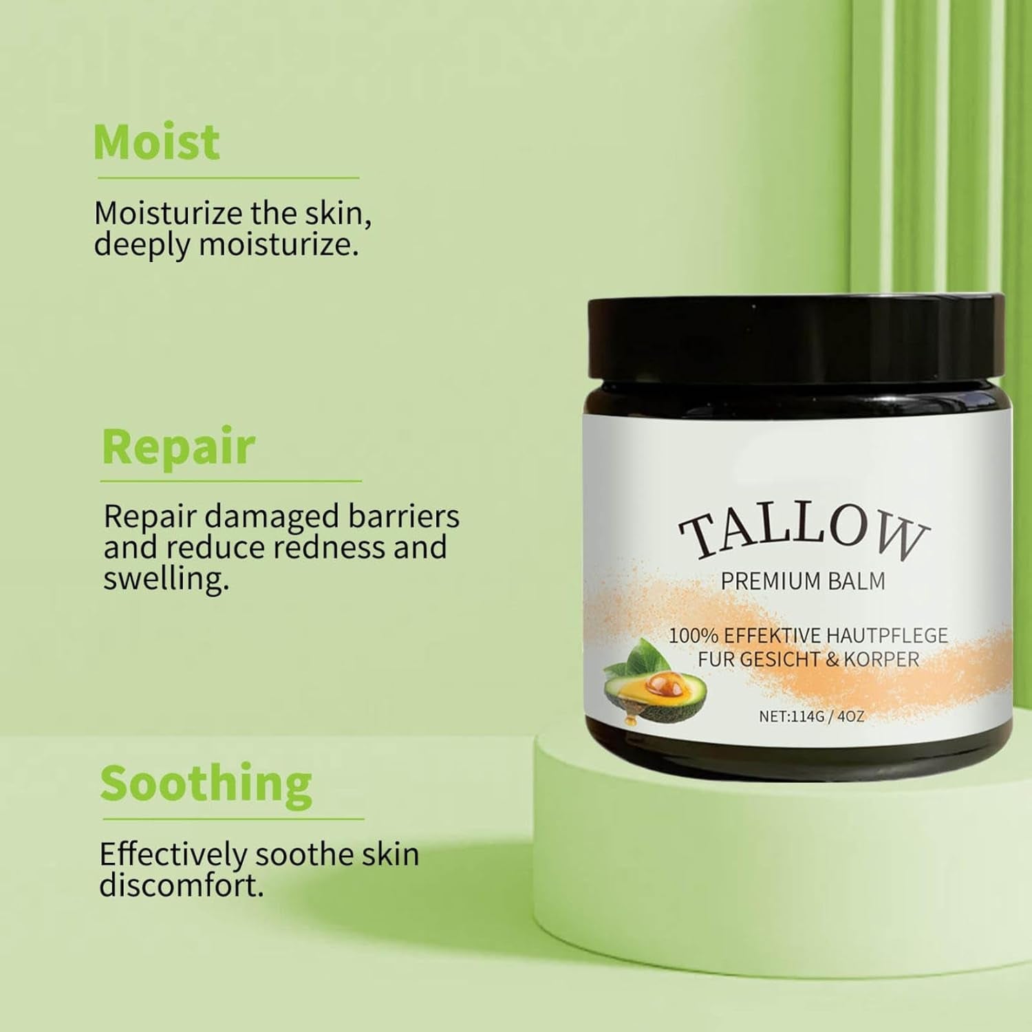 Nourishing Beef Tallow Balm - All-Natural Moisturizer for Skin Care, Whipped & Unscented 4 Oz (Pack of 2)