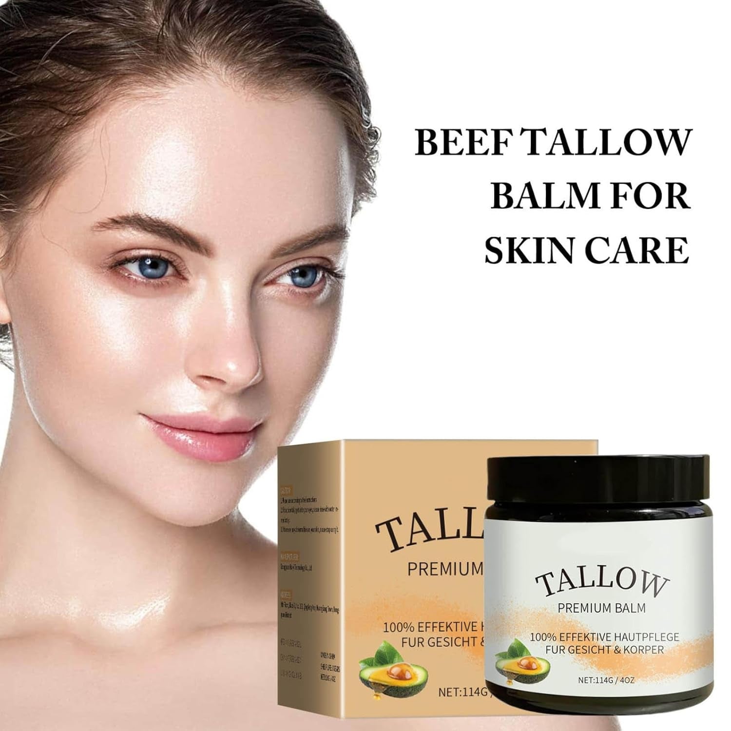 Nourishing Beef Tallow Balm - All-Natural Moisturizer for Skin Care, Whipped & Unscented 4 Oz (Pack of 2)